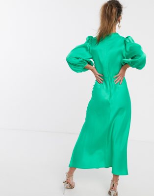 green satin dress asos