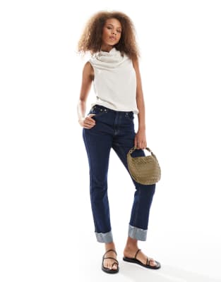 Asos Design Cowl Neck Sleeveless Linen Blend Top In White