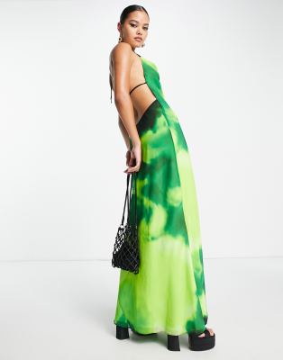 olive green tie dye dress Tie-Dye Midi Dress Olive / S main image 1