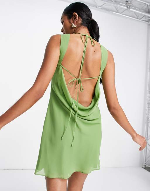 Asos green outlet backless dress