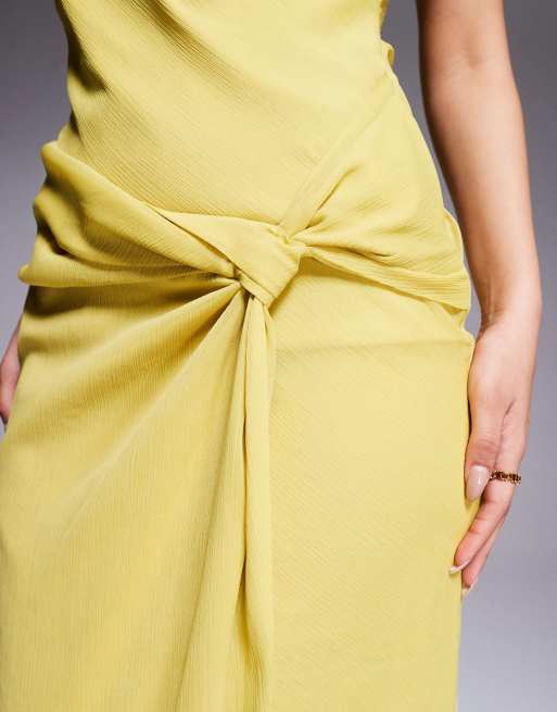 ASOS DESIGN cowl neck twist front maxi dress in yellow