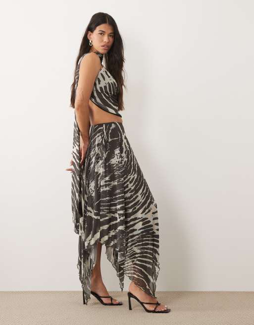 ASOS DESIGN cowl neck zebra co-ord top with scarf, 3 of 4