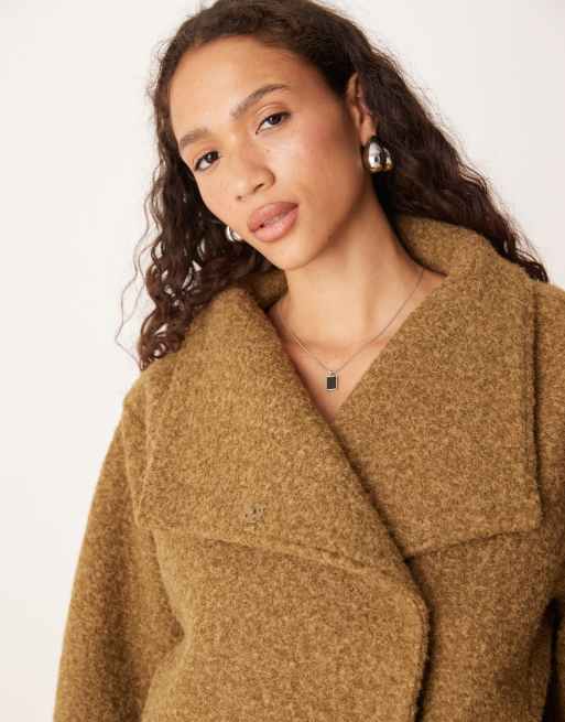 ASOS DESIGN cosy funnel neck oversized jacket in olive