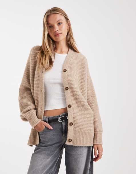 ASOS DESIGN cozy longline cardigan in beige - view 1