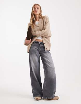 Asos Design Cozy Longline Cardigan In Neutral