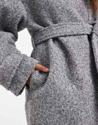 Asos Design Cozy Longline Formal Coat In Gray
