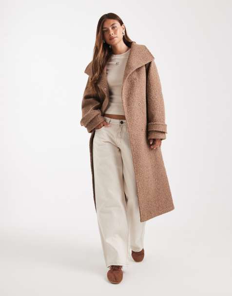 ASOS DESIGN cozy longline formal coat in mushroom - view 1