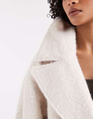 Asos Design Cozy Oversized Strong Shoulder Pea Coat In White