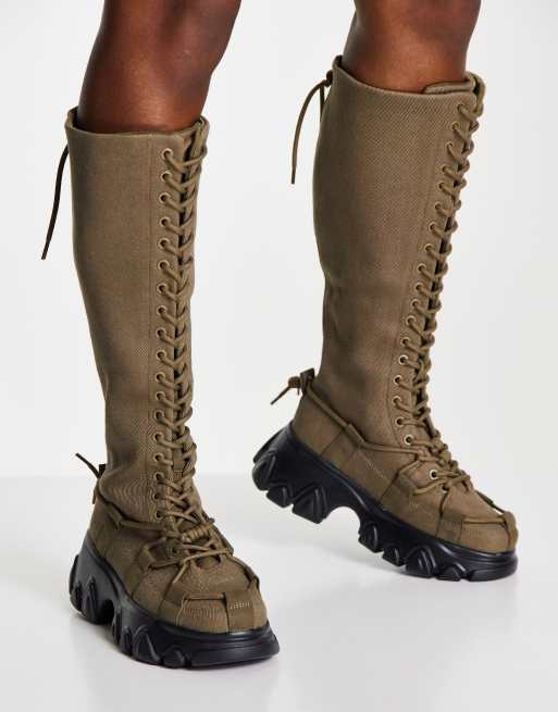 Canvas lace outlet up boots womens