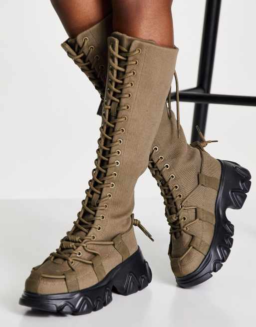 Canvas lace store up boots