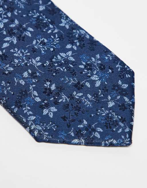 ASOS DESIGN - Cravate à fleurs - Bleu marine, 3 de 4