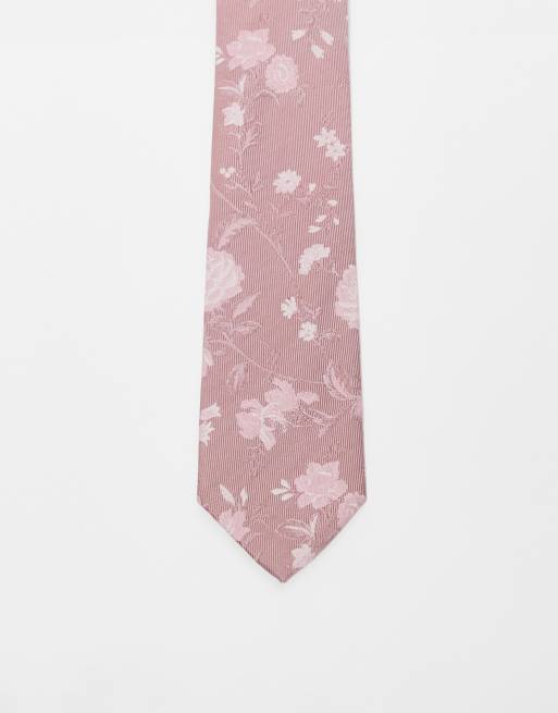ASOS DESIGN - Cravate à fleurs - Rose
