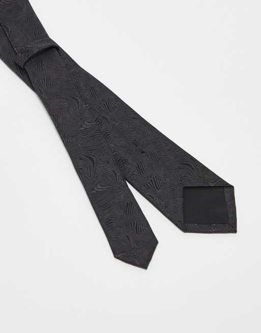 ASOS DESIGN - Cravate à motif tourbillons - Noir, 3 de 3