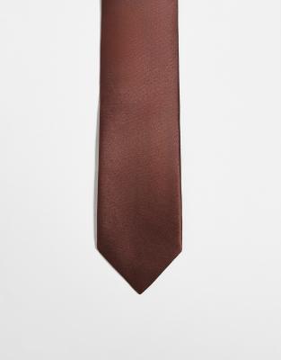 ASOS DESIGN - Cravate en satin - Marron