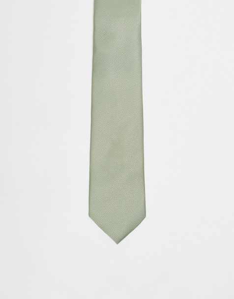 ASOS DESIGN - Cravate en satin - Vert sauge - view 1