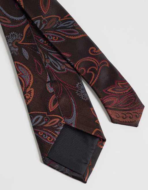 ASOS DESIGN cravate et pochette à motif fleuri bordeaux, 3 de 3