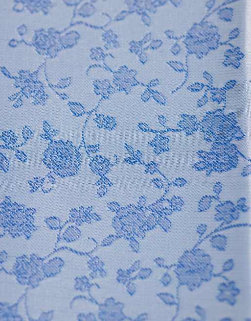 ASOS DESIGN - Cravate et pochette en tissu à fleurs - Bleu clair, 2 de 3