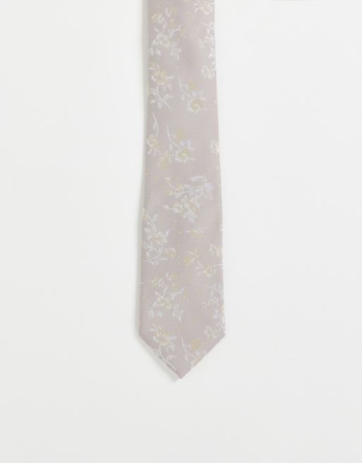 ASOS DESIGN - Cravate fine à petites fleurs - Argenté