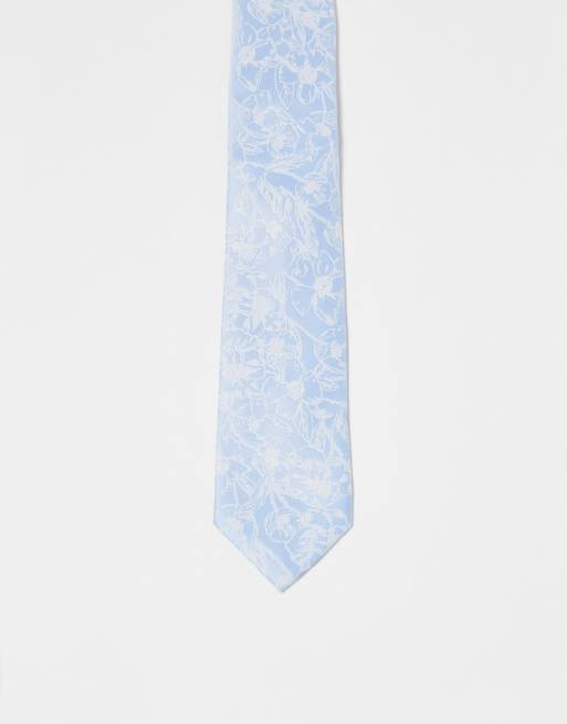 ASOS DESIGN - Cravate fine - Bleu fleuri
