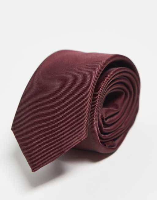 ASOS DESIGN - Cravate fine - Bordeaux, 4 de 4