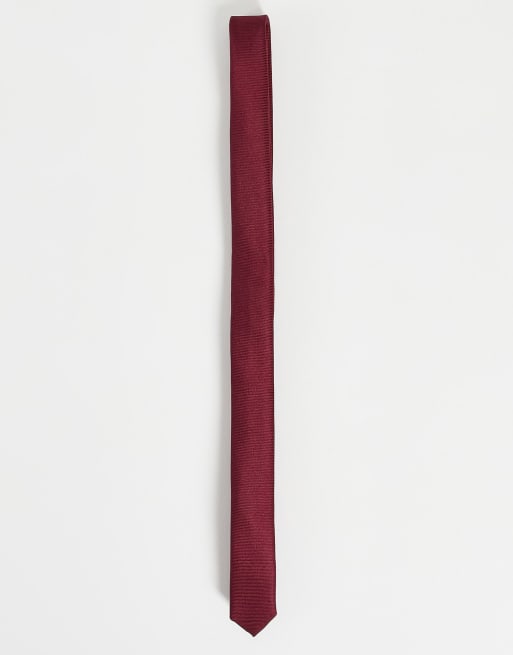 ASOS DESIGN - Cravate fine - Bordeaux