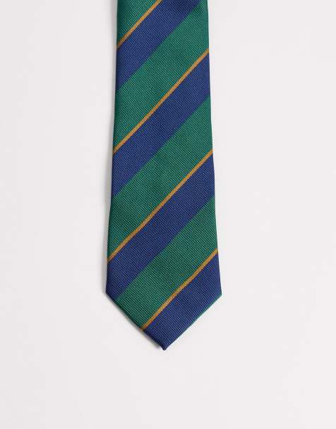 ASOS DESIGN - Cravate rayée style rugby - Vert et bleu - view 1