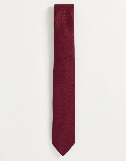 ASOS DESIGN - Cravate texturée - Bordeaux