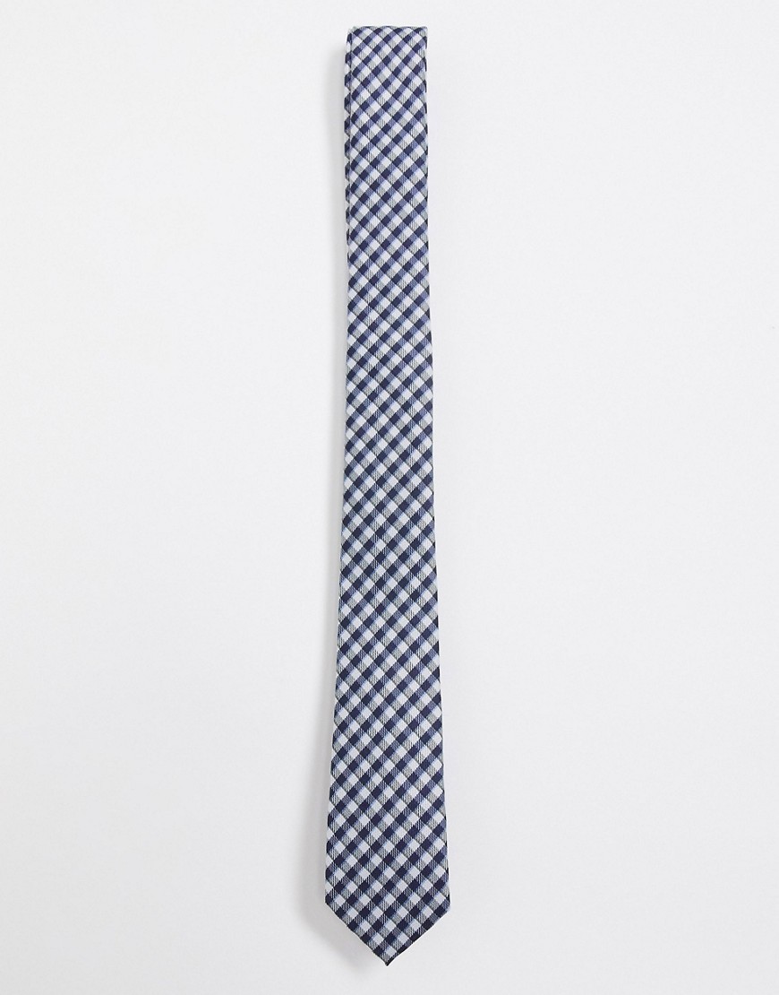 ASOS DESIGN - Cravatta a quadretti blu navy