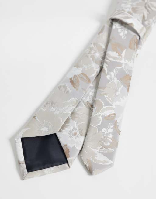 ASOS DESIGN - Cravatta beige a fiori grandi, 2 di 3