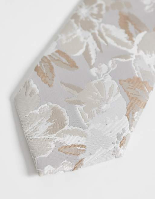 ASOS DESIGN - Cravatta beige a fiori grandi, 3 di 3