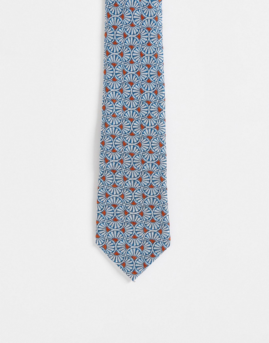 ASOS DESIGN - Cravatta blu con motivo rétro Cravatta uomo Blu