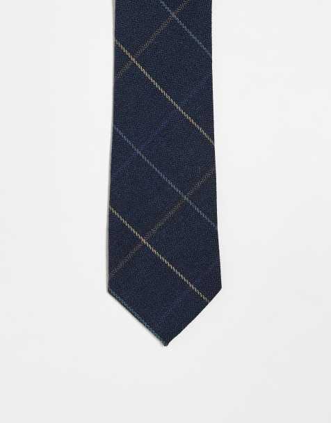 ASOS DESIGN - Cravatta blu navy con motivo a quadri - view 1