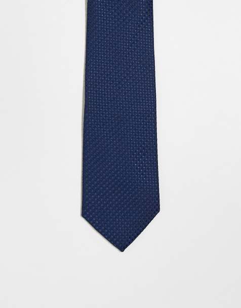 ASOS DESIGN - Cravatta in raso blu navy testurizzata - view 1