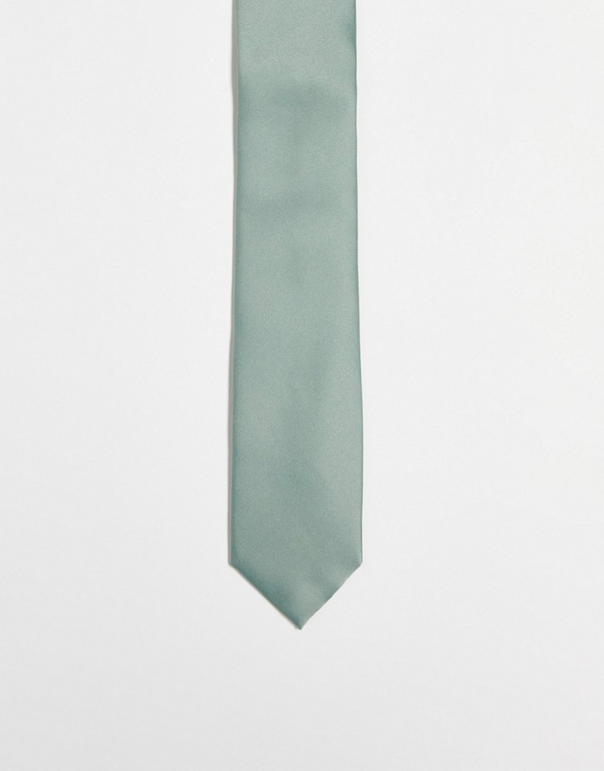 Cravatta in raso verde salvia - ASOS DESIGN Cravatta uomo Verde
