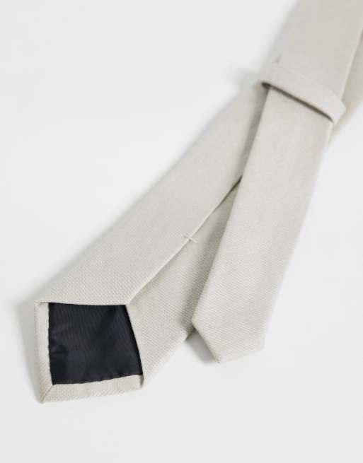 ASOS DESIGN - Cravatta misto lino grigia, 2 di 3