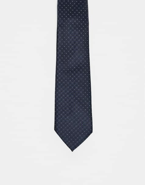 ASOS DESIGN - Cravatta nera e blu navy con motivo - view 1