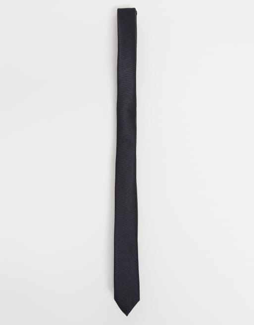 ASOS DESIGN - Cravatta skinny in raso nera