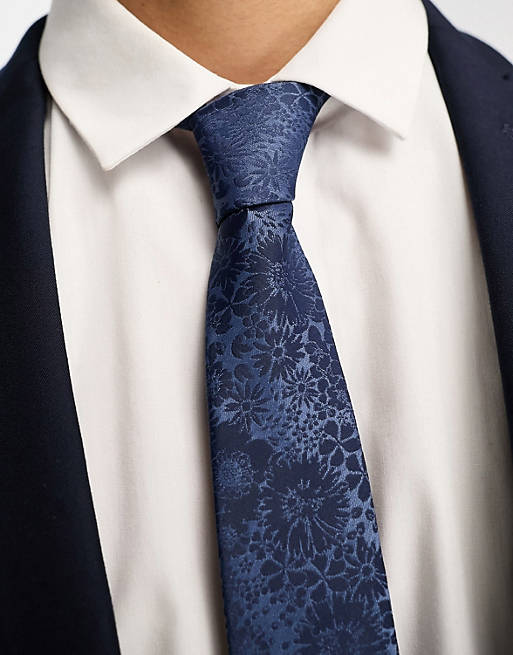 Cravatta slim a fiori tono su tono Asos Uomo Accessori Cravatte e accessori Cravatte 