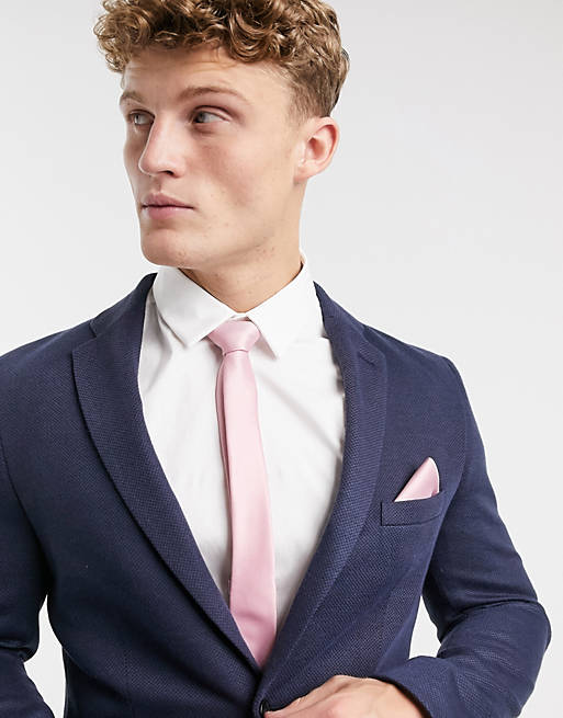 Pianura blush rosa raso Skinny Uomo Cravatta e Fazzoletto da taschino Set Cravatta Sottile Cravatta Sottile 
