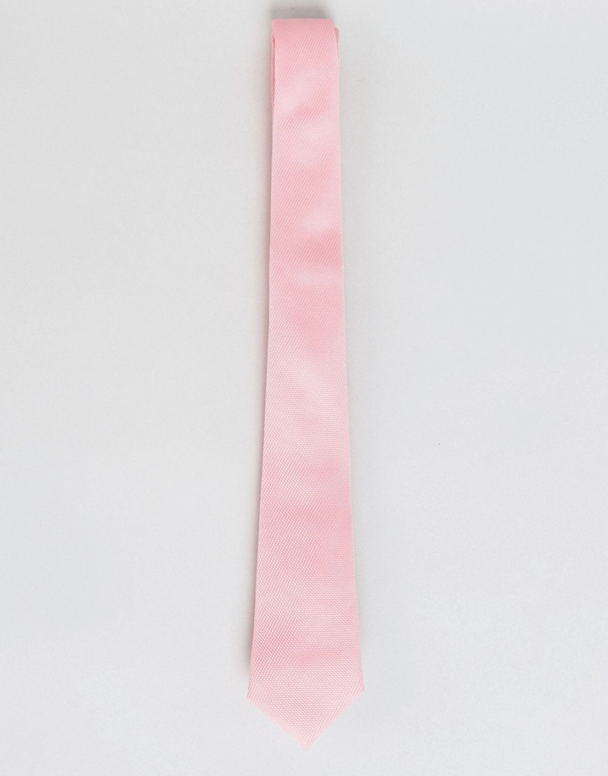 ASOS DESIGN - Cravatta slim in raso rosa