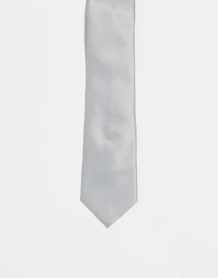 ASOS DESIGN - Cravatta sottile argentata-Argento Cravatta uomo Argento