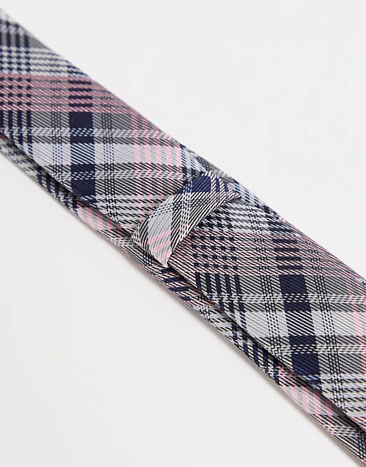 Asos Uomo Accessori Cravatte e accessori Cravatte Cravatta sottile blu navy e rosa a quadri 
