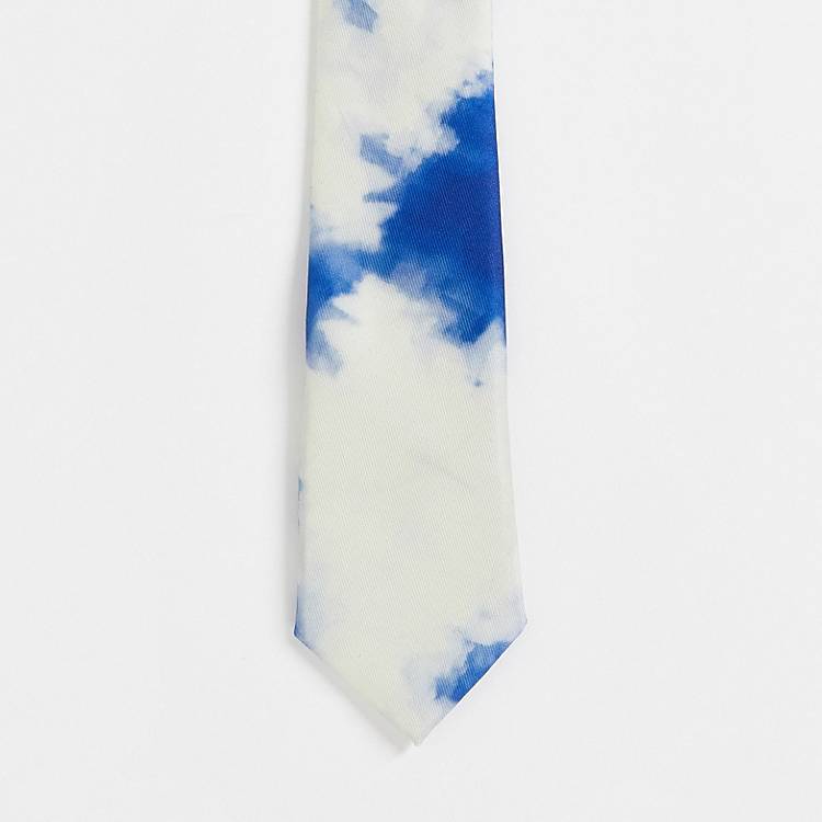 Asos Uomo Accessori Cravatte e accessori Cravatte LBLUE Cravatta sottile con disegno di nuvole 