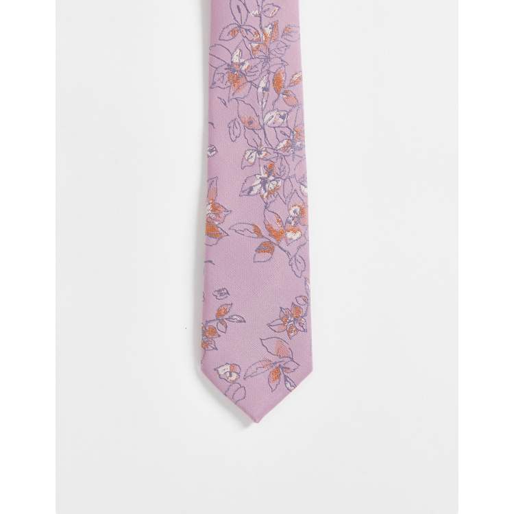 Asos Uomo Accessori Cravatte e accessori Cravatte Cravatta sottile con stampa a fiori pallido 