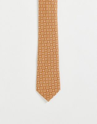 Cravatta sottile con stampa floreale anni 70 color senape Asos Uomo Accessori Cravatte e accessori Cravatte MUSTARD 