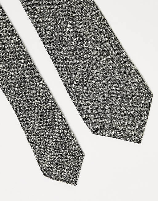 Cravatta sottile con trama testurizzata grigia e color crema Asos Uomo Accessori Cravatte e accessori Cravatte 