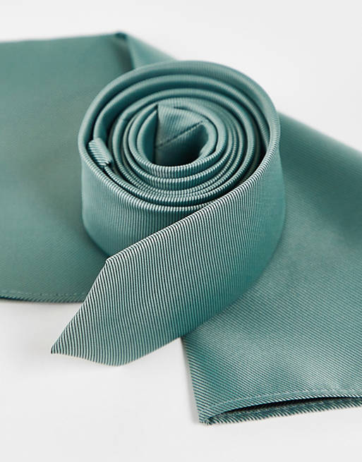 Asos Uomo Accessori Cravatte e accessori Cravatte LPINK Cravatta sottile in raso e fazzoletto da taschino polvere 