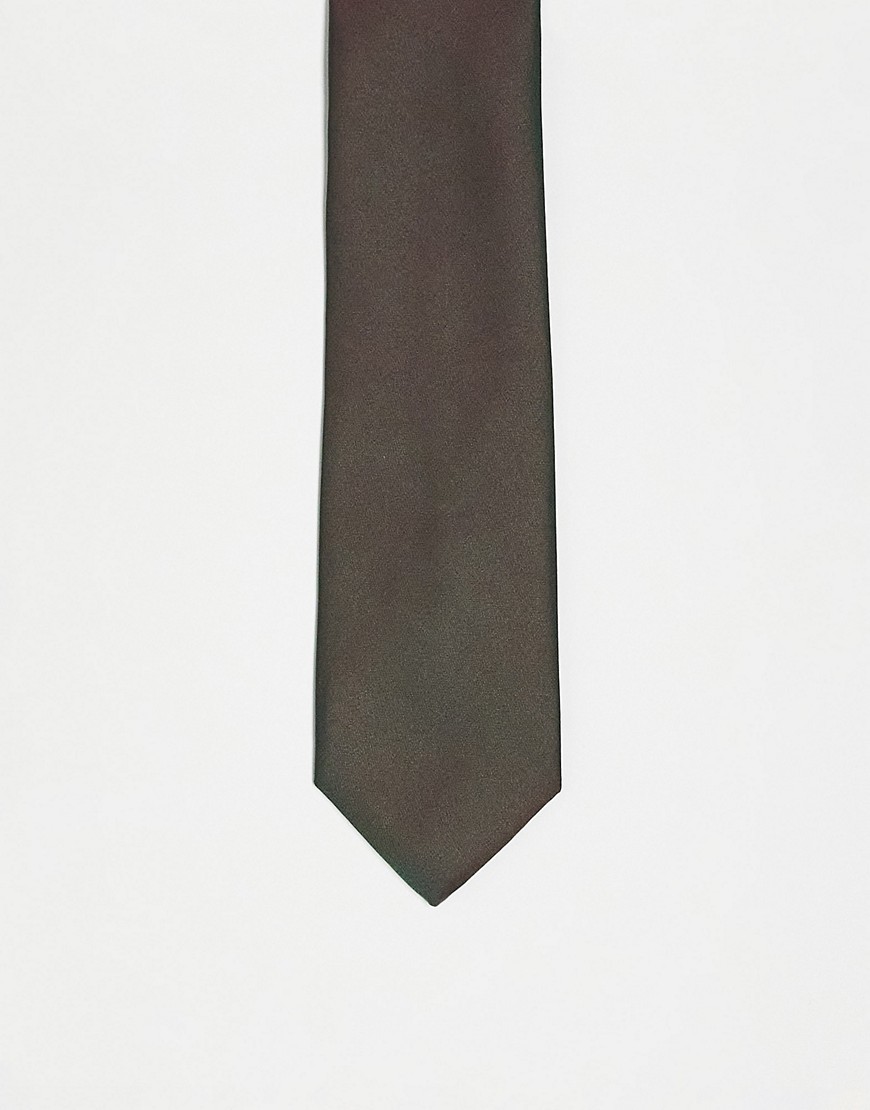 Cravatta sottile in tessuto tonic verde scuro - ASOS DESIGN Cravatta uomo Verde