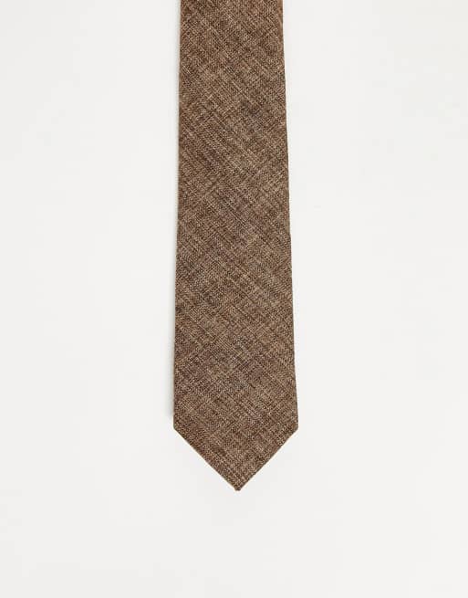 ASOS DESIGN - Cravatta sottile marrone testurizzata