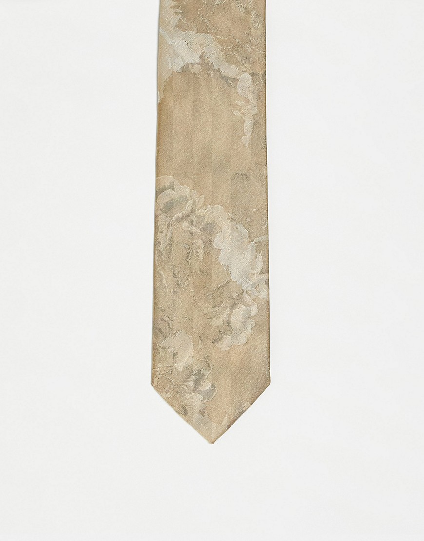 ASOS DESIGN - Cravatta sottile oversize color oro a fiori color argento-Multicolore Cravatta uomo Multicolore